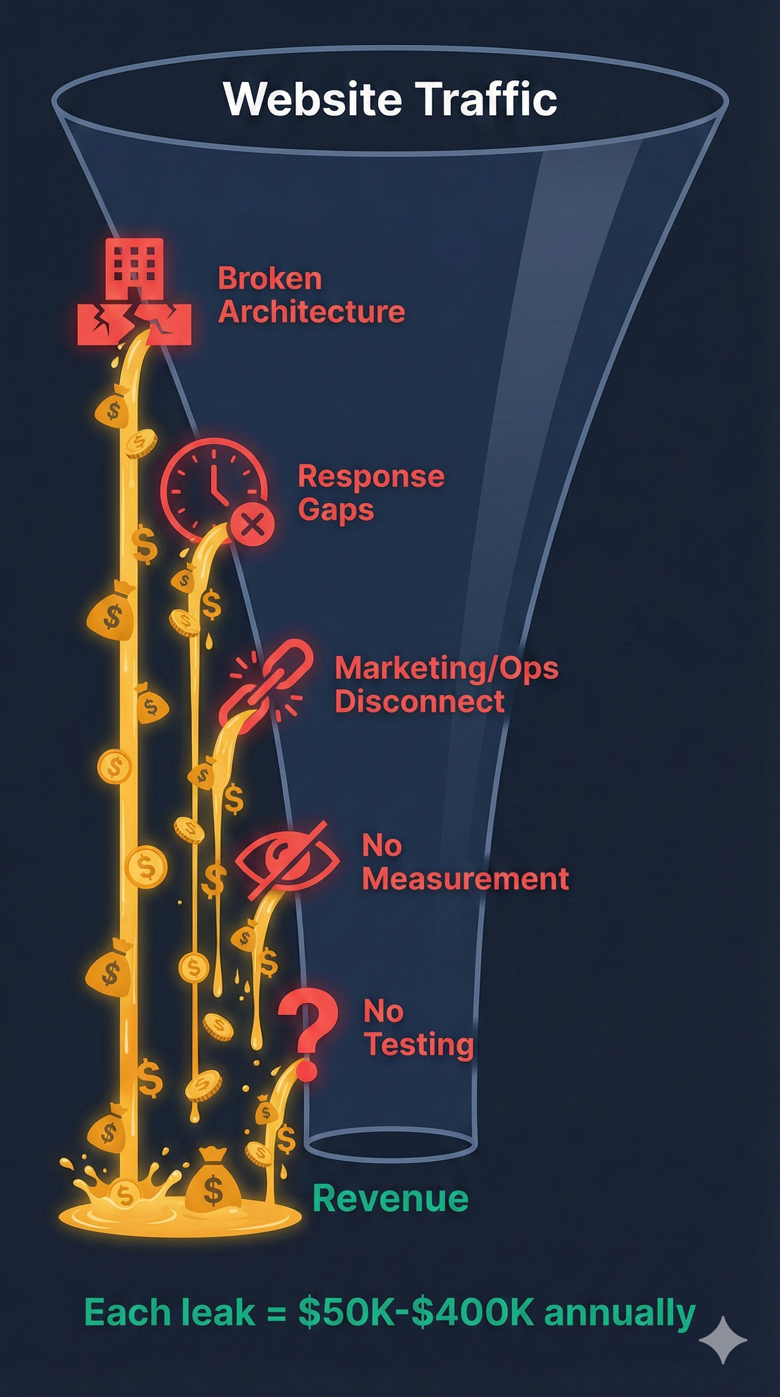 Five conversion leaks costing service businesses $50K-$400K annually